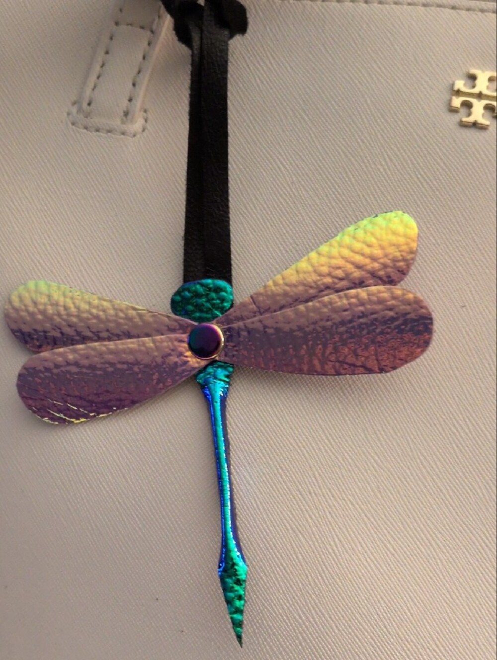Hand Made Iridescent Dragonfly Bag Charm Purple & Green - Picture 7 of 9